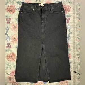 Madewell Maxi Denim Skirt with Front Slit, Black